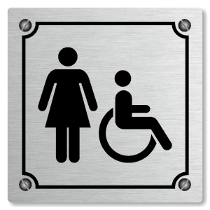 WC ženy invalidé, 118x118mm, stříbrná, Kansas